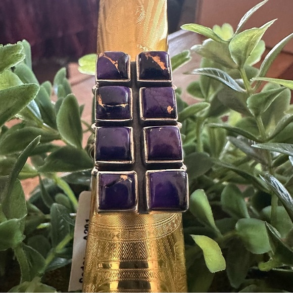 NWT Amazing Sterling Silver 925 Purple Dahlia Ring w/ 8 Square Stones • Size: 8 - Picture 6 of 9